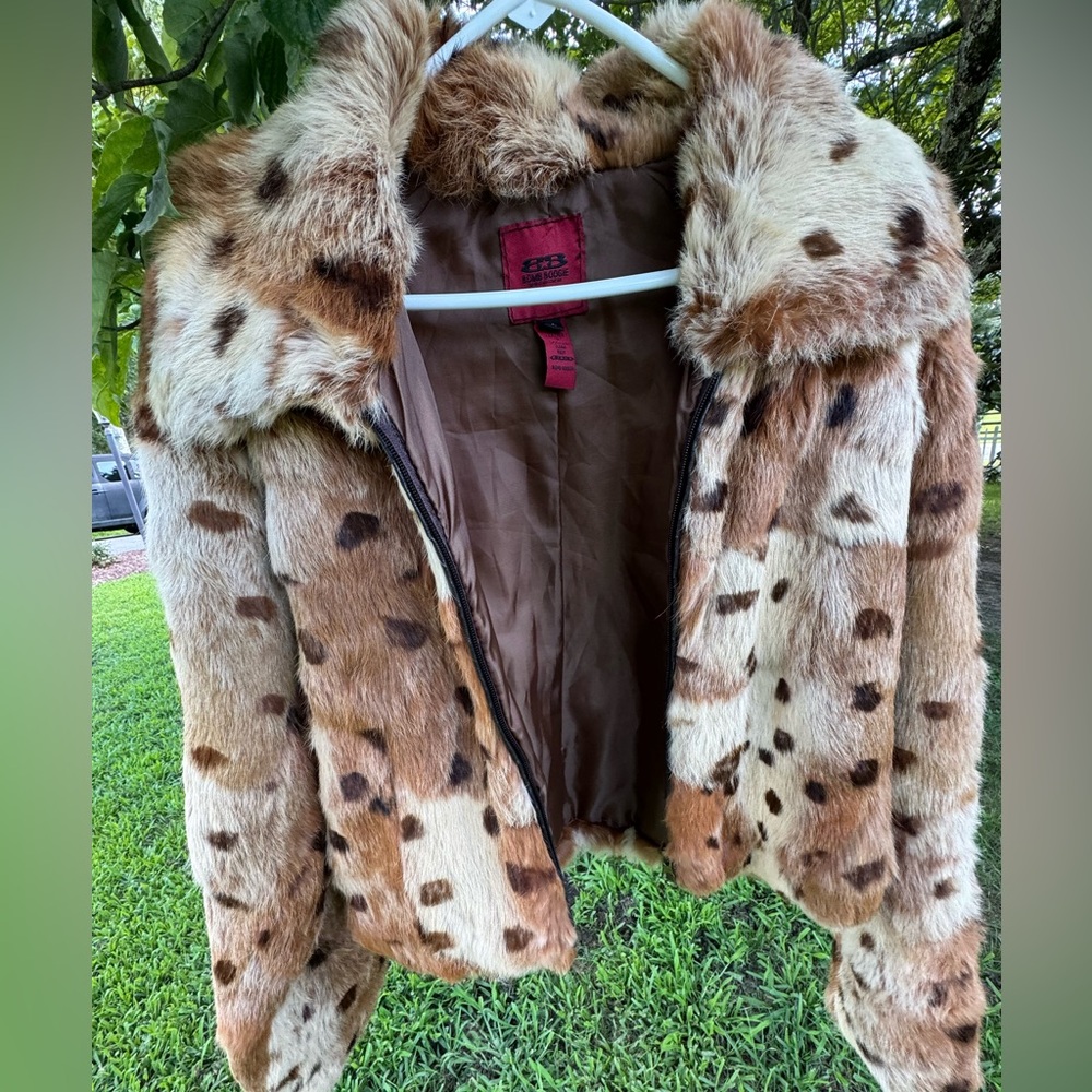 Bomb boogie animal print fur jacket